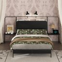 Ver imagem 1 de Cama Casal com Cabeceira e Mesas Laterais Estrutura em Aço Tomadas e Portas USB 140x211x127