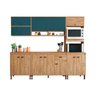 Armário de Cozinha Modulado 253 Cm com Puxador Concha Cor Mel/petróleo Torino Móvel Bento - 2