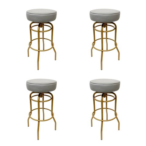 Banqueta Altura 65cm Bar Giratória cor Dourado fosco assento cinza Kit 4 unidades Poltronas do Sul B