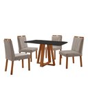 Ver imagem 1 de Conjunto Sala de Jantar Mesa Floripa 120x80cm Preto com 4 Cadeiras Luna Veludo Cinza