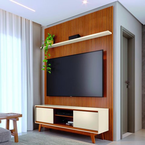 Painel com Bancada Milo Cinamomo/Off White