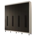 Ver imagem 2 de Guarda-roupa Casal com Pés 8 Portas Batentes Branco-preto-preto Netuno Madesa