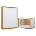 Ver imagem 1 de Jogo de Quarto Infantil Tutto New Guarda Roupa 4 Portas e Berço Branco Soft/freijó com Capiton