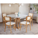 Ver imagem 3 de Cadeira Orgânica Fluire Tela Quadrada Crua Assento Estofado Linho Bege Madeira Maciça Cor Freijó