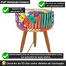 Puff Banqueta Redondo Para Sala Quarto Estampado Suede:Patchwork - 4
