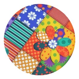Puff Banqueta Redondo Para Sala Quarto Estampado Suede:Patchwork - 3
