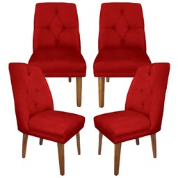 Cadeira Sala de Jantar Kit 2 Maria Suede Vermelho - Majú Decor - 1