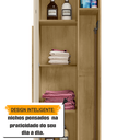 Ver imagem 3 de Armário Multiuso 2 Portas com Chave e 4 Prateleiras com Nicho e Suporte para Vassoura Caribe Marrom/Cinamomo/Off White