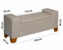 Ver imagem 6 de Recamier Baú Decorativo Premium Berlin 1,50m para Cama Casal Estilo Closet Estofado Cor Bege