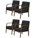 Ver imagem 1 de Kit 4 Poltronas 1 Lugar Jade Pé Madeira Suede Preto