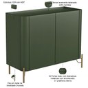 Ver imagem 3 de Aparador Buffet para Sala de Jantar 2 Portas Pés Industrial Dourado Naim I03 Musgo - Lyam Decor