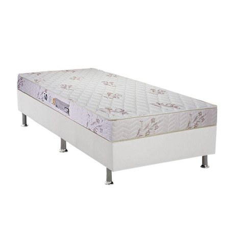 Cama Box Solteiro: Colchão Espuma D45 Luckspuma Gran Luck Floral Pró Saúde + Base CRC Courano