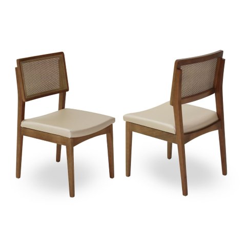 Kit com 2 Cadeiras de Jantar Tapuí Encosto em Tela - 2119 Mmj-as As-castanho Claro As-a119 (facto)