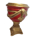 Ver imagem 2 de Vaso Decorativo Cerâmica Vermelho+ Alto Relevo + Base em Ouro Velho
