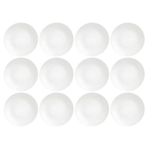 Jogo 12 Pratos Rasos Redondos 28cm Porcelana Branca Tramontina Sophia Restaurante Hotel