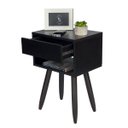 Ver imagem 3 de Mesa De Cabeceira Retro 40cm Preto Pé Palito Marrom Escuro Envio Montado