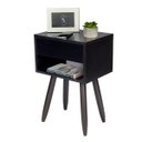 Ver imagem 2 de Mesa De Cabeceira Retro 40cm Preto Pé Palito Marrom Escuro Envio Montado