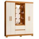 Ver imagem 4 de Guarda Roupa Solteiro 4 Portas Capelinha Olimpia e Cômoda Sapateira Atena Cinamomo Off White - Móvei