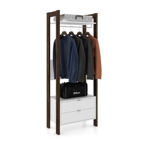 Módulo para Closet Alto 1 Prateleira 2 Gavetas 1 Cabide AZ1011 Branco