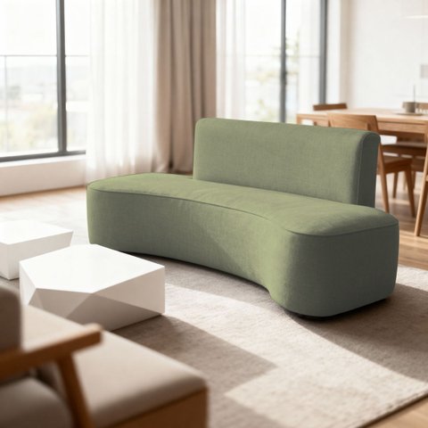 Sofá Forma Orgânico 3 Lugares Recepção Sala Curvo Escritório:Menta
