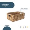 Cesto Organizador Retangular 32cm com Alças de Palha Fibra Natural - Oikos - 3