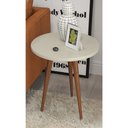 Ver imagem 1 de Conjunto Cabeceira Painel Estofada Capitonê 140cm Corino Branco Paris e Mesa Lateral Patrimar Legs a
