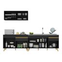 Ver imagem 6 de Armário de Cozinha Compacta 270cm Veneza Multimóveis V2077 Preto/Dourado