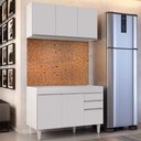 Ver imagem 2 de Kit Armário Aéreo e Balcão de Cozinha Lavanderia Dora sem Tampo Branco 120 cm - D’Rossi