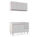 Ver imagem 1 de Kit Armário Aéreo e Balcão de Cozinha Lavanderia Dora sem Tampo Branco 120 cm - D’Rossi