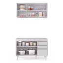 Ver imagem 4 de Kit Armário Aéreo e Balcão de Cozinha Lavanderia Dora sem Tampo Branco 120 cm - D’Rossi