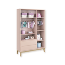 Ver imagem 4 de Quarto de Bebê Guarda Roupa Classic + Cômoda 6 Gavetas Madeira Natural Rosa Fosco