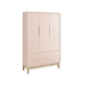 Ver imagem 3 de Quarto de Bebê Guarda Roupa Classic + Cômoda 6 Gavetas Madeira Natural Rosa Fosco