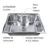 Cuba Inox Gourmet Fabrinox 65cm polida e tabua - 2