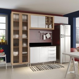 Armario Cozinha Completo Ditália Aspen 4 Pçs Carvalho/br A48 - 1