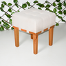 Puff Banqueta Quadrado para Sala Decorativo Linho Bege - 3