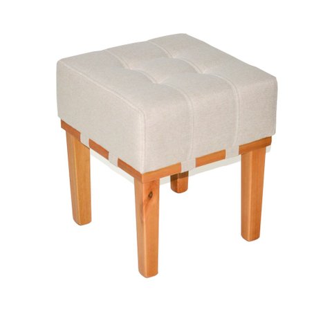 Puff Banqueta Quadrado para Sala Decorativo Linho Bege