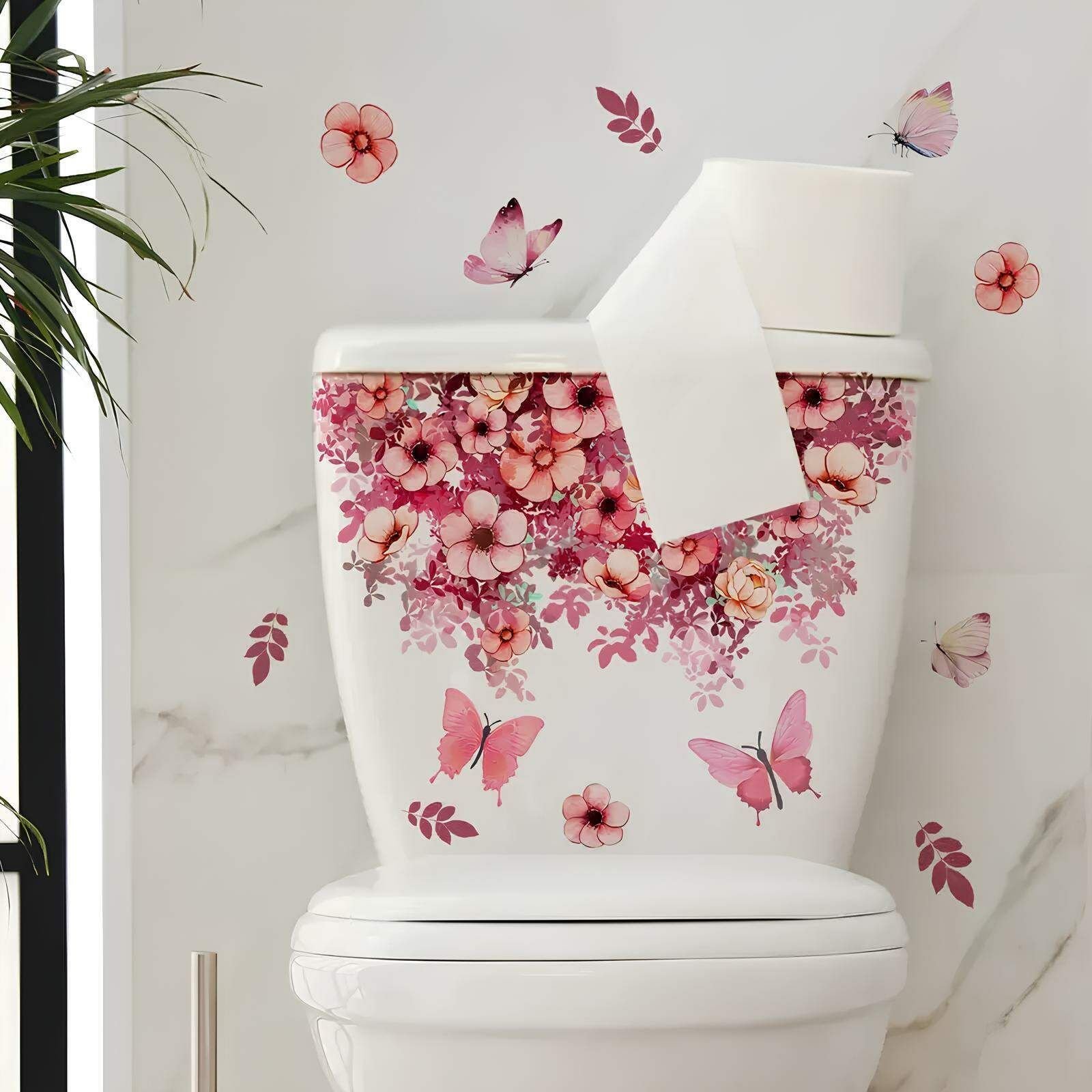 Adesivo de Vaso Sanitário Floral Rosa | MadeiraMadeira