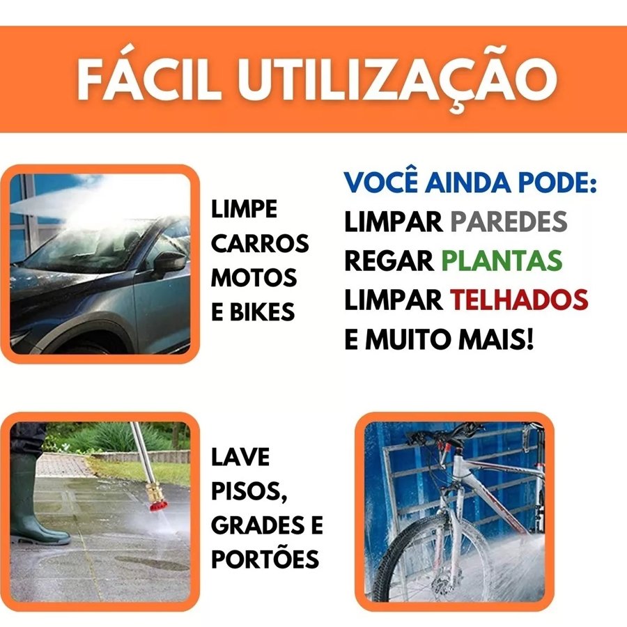 Lavadora de Alta Pressão Portátil Recarregável para Carros e Limpeza - 9