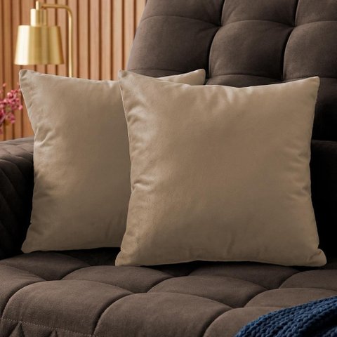 Almofadas Kit Plumie de 45x45cm 2 Uni Velusoft Bege Cama Inbox