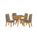 Ver imagem 2 de Conjunto Sala de Jantar Mesa Liz Quadrada Tampo Amadeirado 4 Cadeiras Riviera Cinamomo/Capuccino