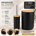 Ver imagem 7 de Kit Banheiro 2 Peças Lixeira e Escova Sanitária Plástico PP Bambu Preto
