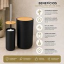 Ver imagem 3 de Kit Banheiro 2 Peças Lixeira e Escova Sanitária Plástico PP Bambu Preto