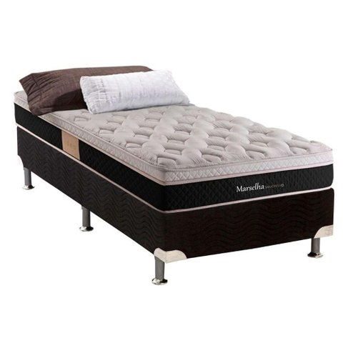Cama Box Solteiro: Colchão Molas Herval Maxspring Marselha + Base Crc Suede Black(88x188)