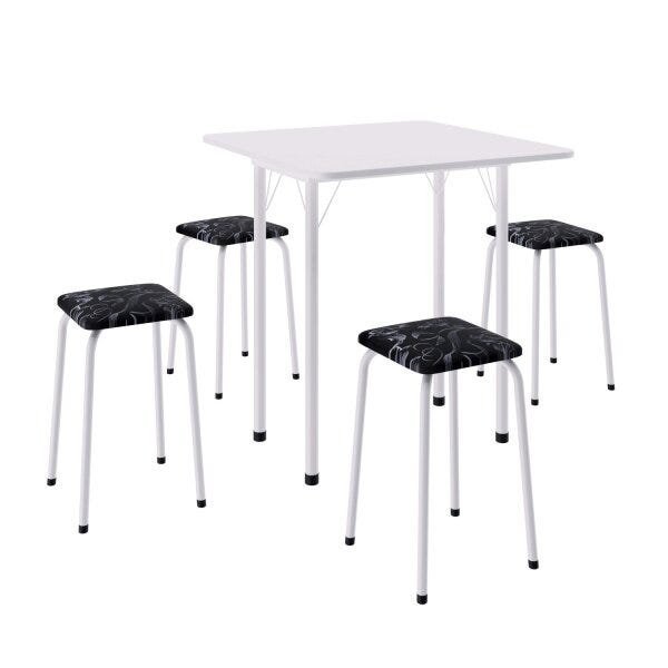 Conjunto com Mesa Dobrável e 4 Banquetas Primicia Móveis Tubulares - 1