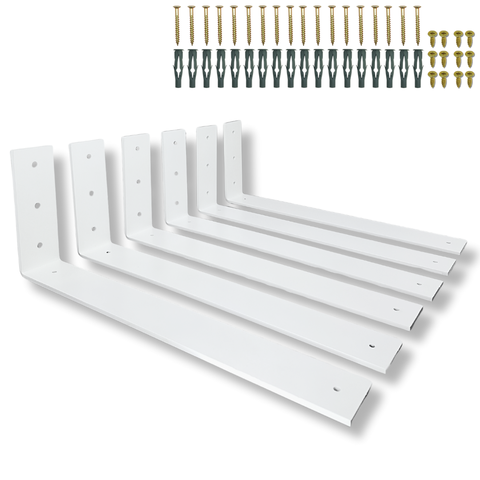 6 Suportes de Prateleira Acabamento L 40cm Mão Francesa de Parede Design Moderno Branco