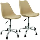 Ver imagem 1 de Kit 2 Cadeiras Leda Office Luisa Saarinen Estofada Base Giratória Cromada - Bege