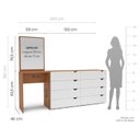 Ver imagem 3 de Cômoda para Quarto 8 Gavetas com Espelho Porto Branco/Freijó