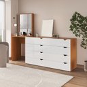 Ver imagem 1 de Cômoda para Quarto 8 Gavetas com Espelho Porto Branco/Freijó