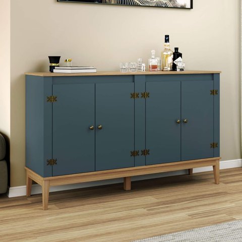 Aparador Buffet 149cm 4 Portas C/pés em Madeira Maciça Mb 1014 Movelbento