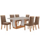Ver imagem 1 de Mesa de Jantar Milena 180cm Tampo MDF Vidro Canto Copo com 6 Cadeiras Yasmin